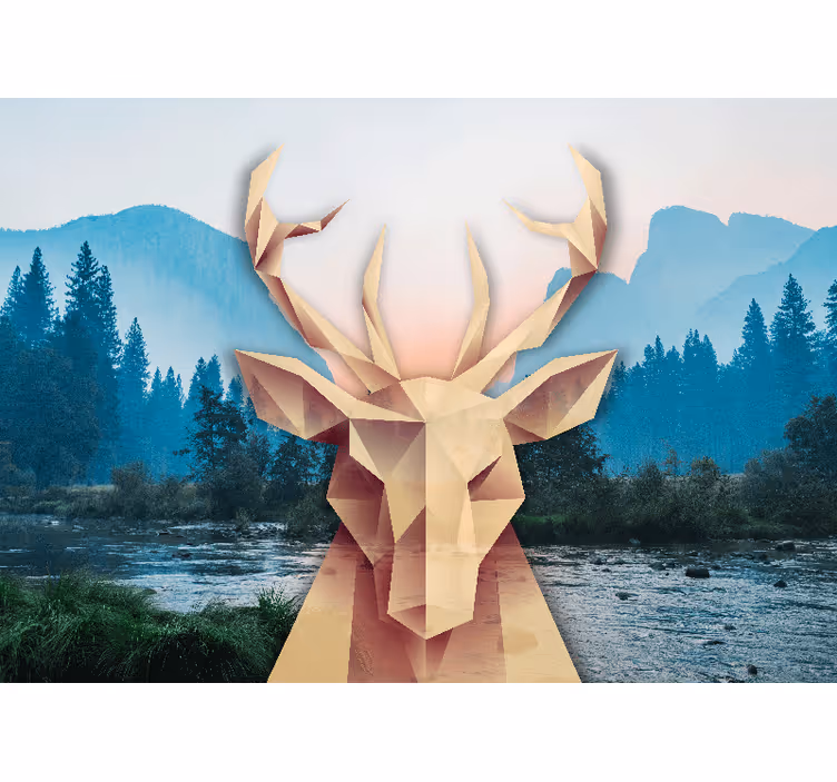 Papier peint 3D Cerf origami - TenStickers