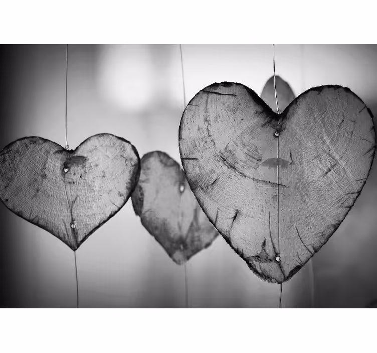 Papier peint bois  gris en bois avec coeur - TenStickers