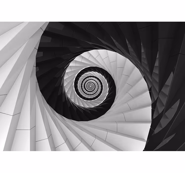 Papier peint 3D Spirale noir et blanc - TenStickers