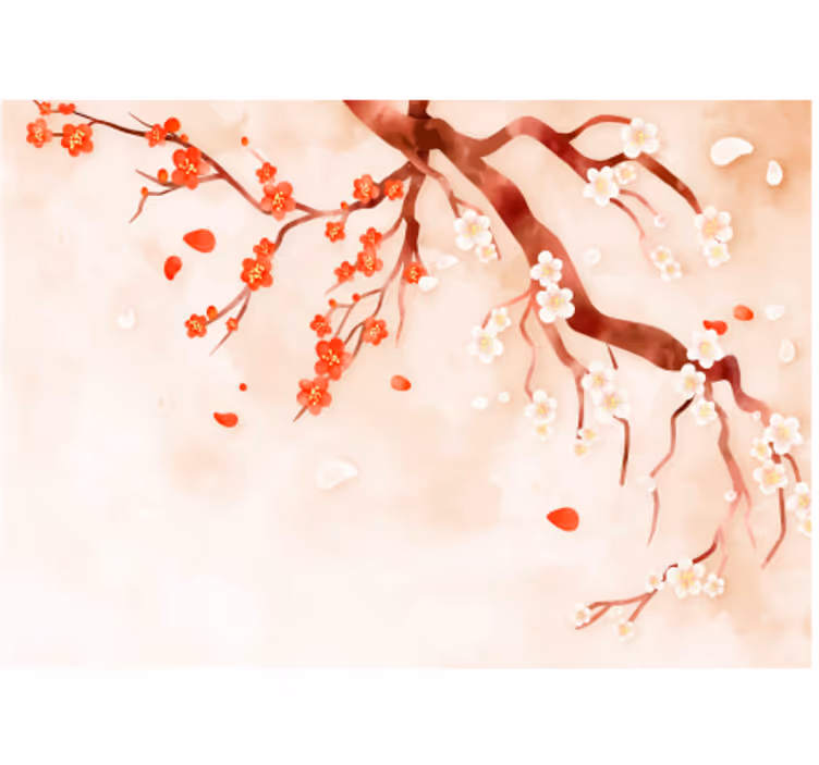 Tapisserie fleur branche de cerisier en fleurs - TenStickers