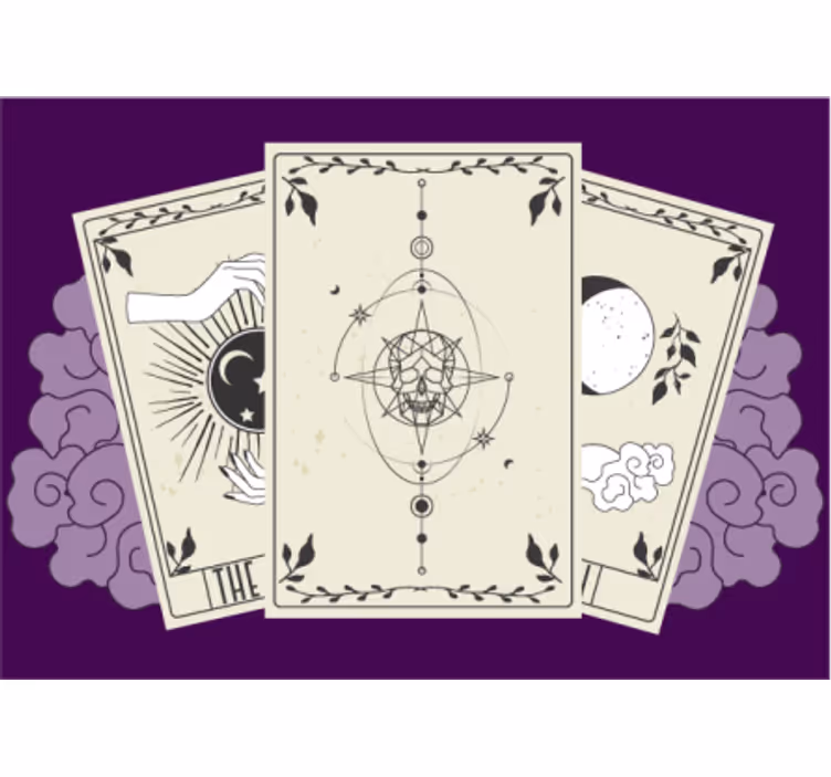 Papier peint mural fantaisie Carte de tarot avec as et crânes - TenStickers