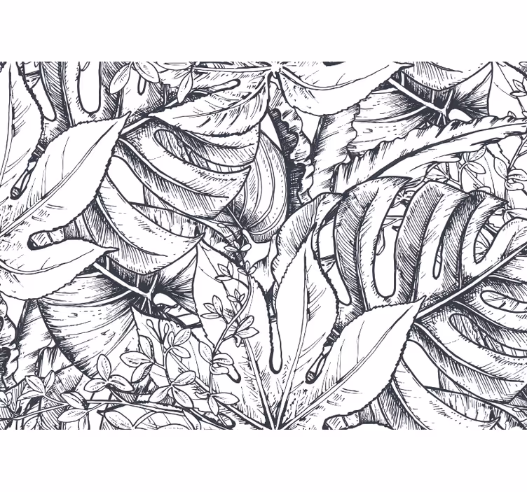 Papier peint nature Jungle noir et blanc - TenStickers
