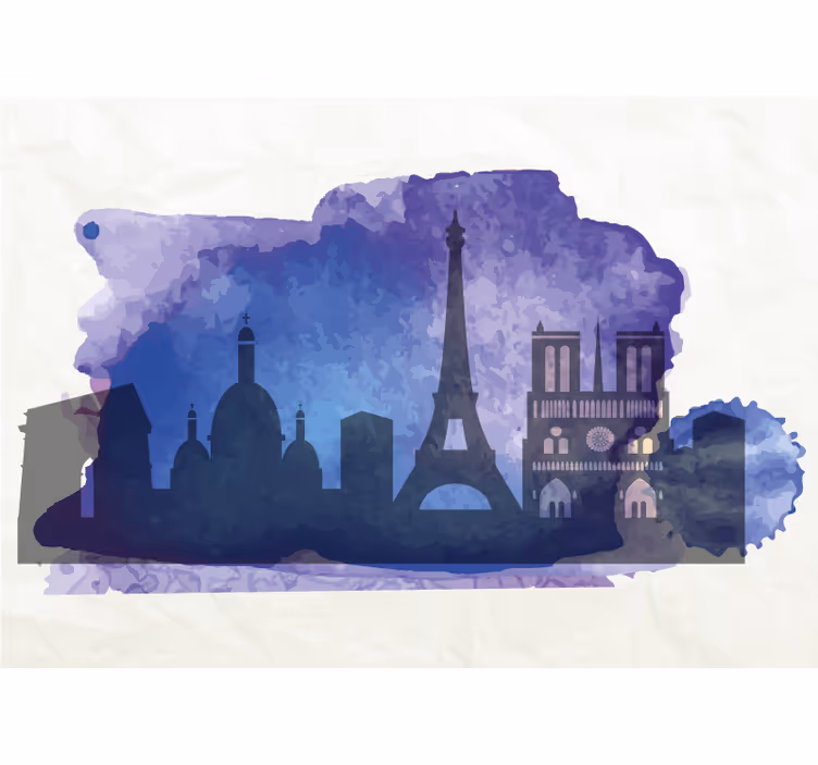Papier peint paris Horizon aquarelle - TenStickers