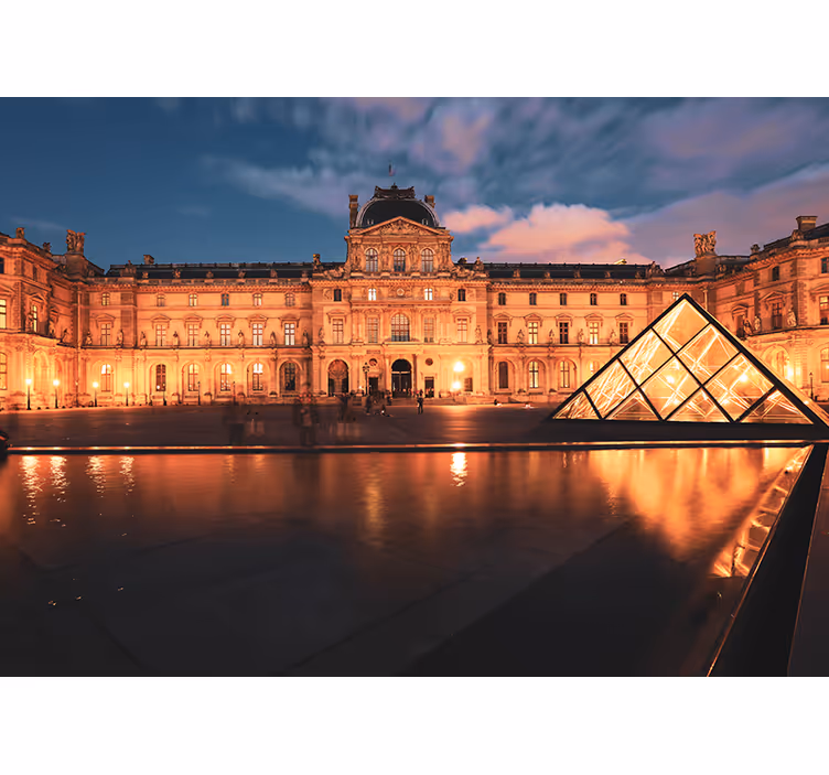 Tapisserie ville pyramide du louvre nuit - TenStickers