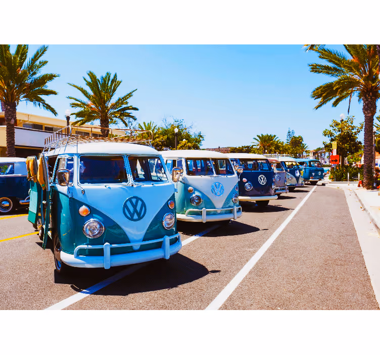Tapisserie véhicules paysage caravanes vintage - TenStickers