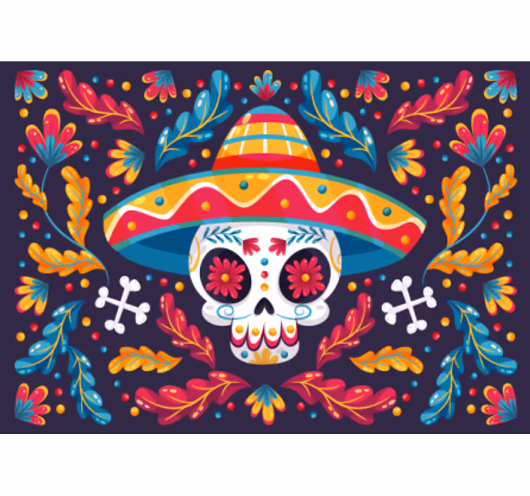 Papier peint mural fantaisie Crâne mexicain - TenStickers