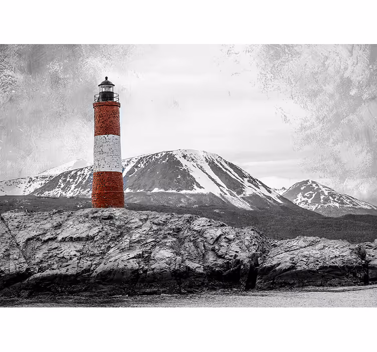 Papier peint mural mer Phare rouge - TenStickers