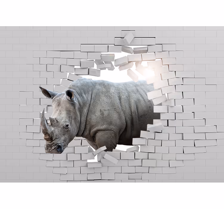 Tapisserie murale animaux rhinocéros perçant - TenStickers