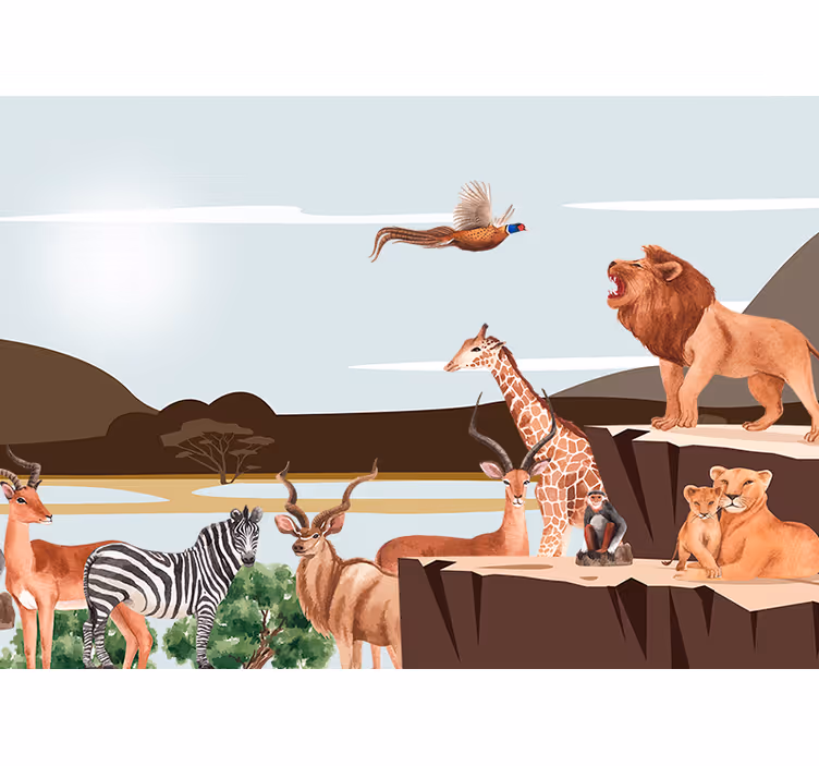 Tapisserie murale animaux rassemblement animalier majestueux - TenStickers