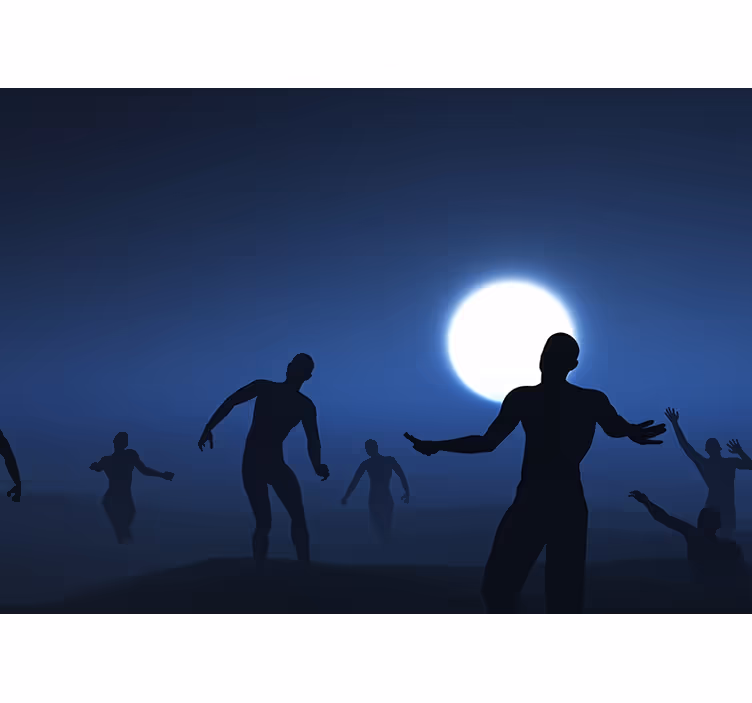 Tapisserie fantaisie silhouettes sous la lune - TenStickers