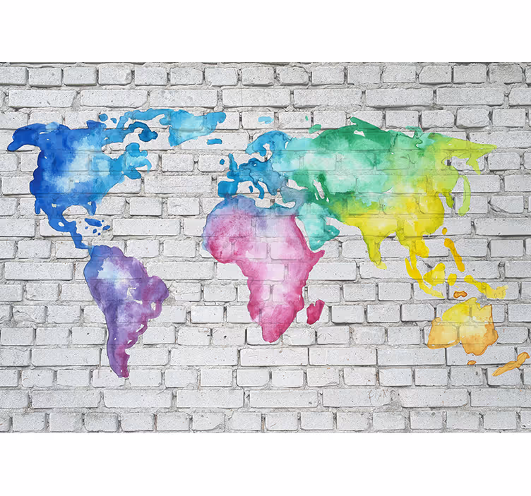 Photo murale Carte du monde briques colorées - TenStickers