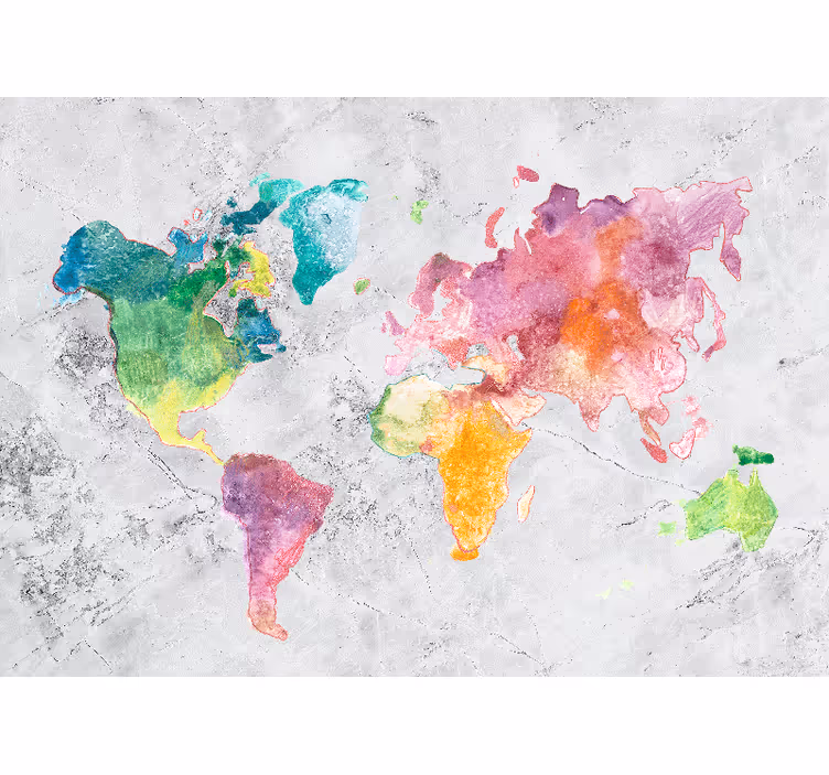 Papier peint mural Aspect pierre carte du monde - TenStickers