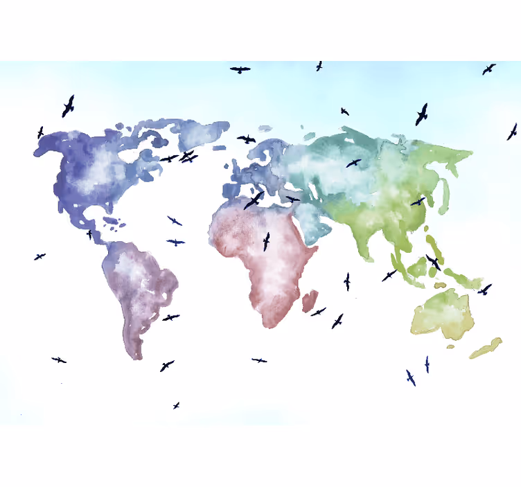 Tapisserie carte du monde carte du monde colorée - TenStickers