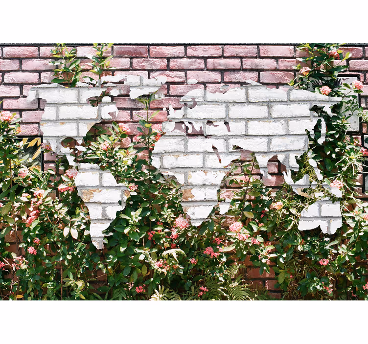 Tapisserie carte du monde épanouie - TenStickers