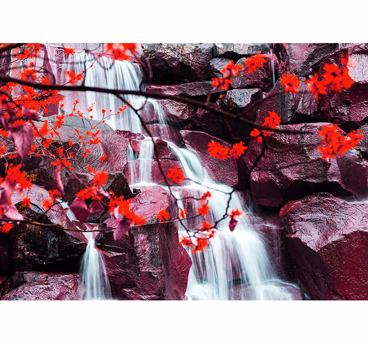 Tapisserie murale cascade naturelle en forêt - TenStickers