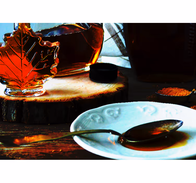Papier peint cuisine Sirop d'érable dans une cuillère - TenStickers