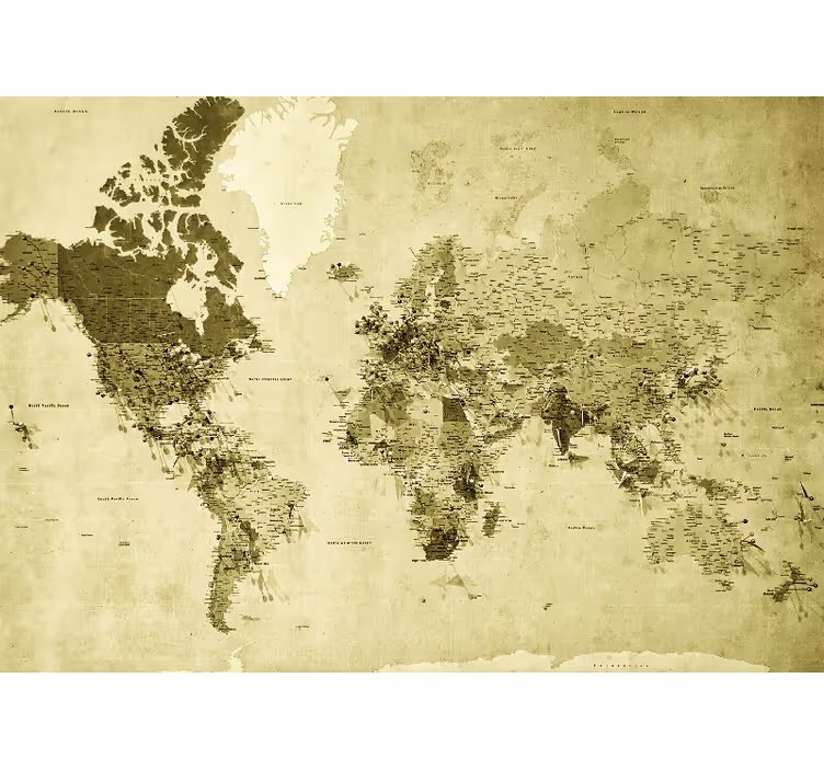 Papier peint mural carte du monde Couleur sépia - TenStickers