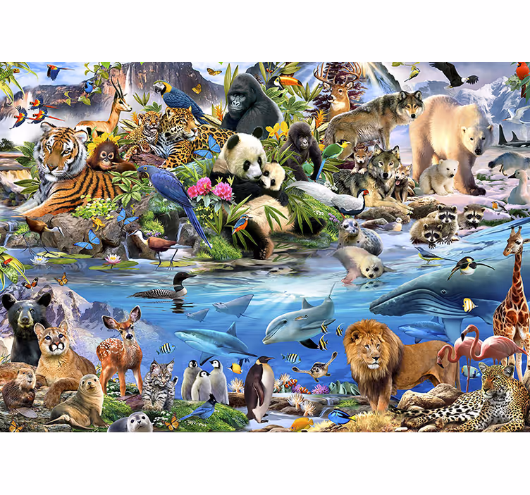 Papier peint mural d'animaux Toutes sortes d'animaux - TenStickers