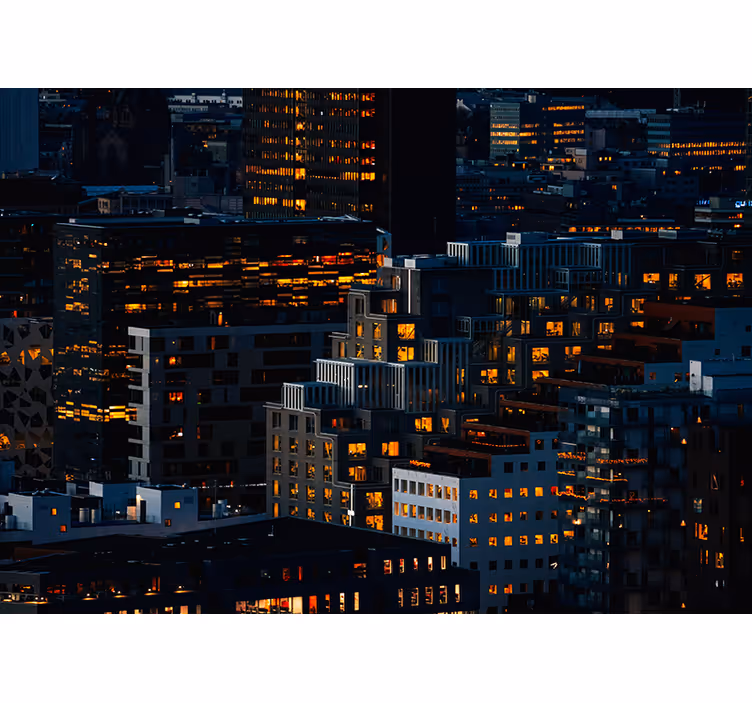 Tapisserie ville soirées urbaines illuminées - TenStickers