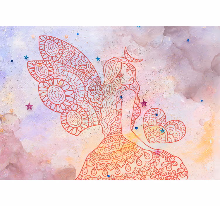 Tapisserie fantaisie fée de cœur - TenStickers