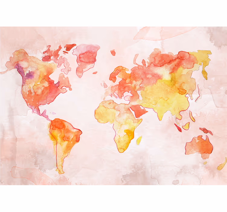 Tapisserie carte du monde aquarelle - TenStickers