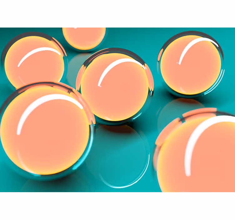 Tapisserie murale abstraite sphères transparentes flottantes - TenStickers