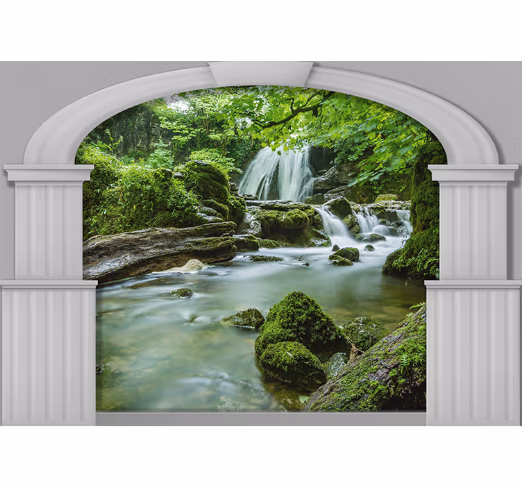 Papier peint mural chutes d'eau Piliers 3d avec - TenStickers