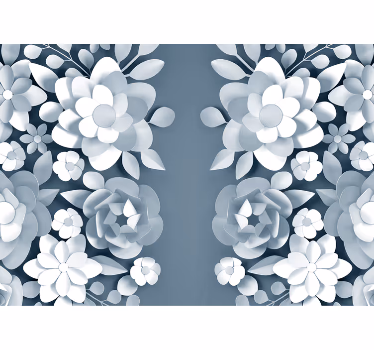 Papier peint 3D Fond gris avec des fleurs - TenStickers