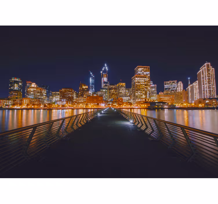 Tapisserie ville reflet de skyline urbain - TenStickers