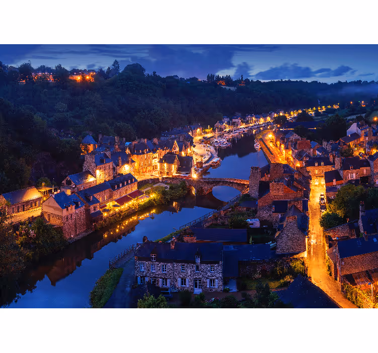 Tapisserie ville lumières du village médiéval - TenStickers