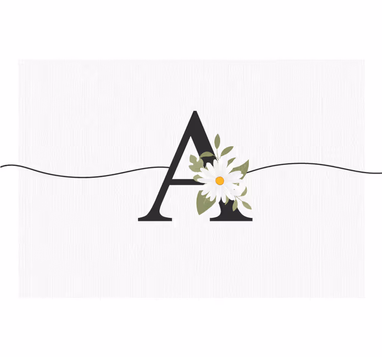 Papier peint mural de fleurs Marguerite initiale personnalisée - TenStickers