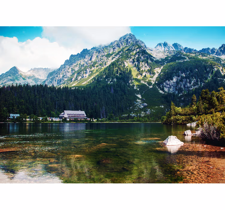 Tapisserie murale paysage lac de montagne - TenStickers