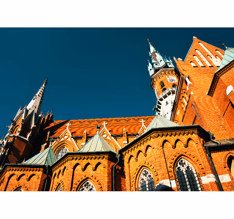 Tapisserie ville architecture en brique rouge historique - TenStickers