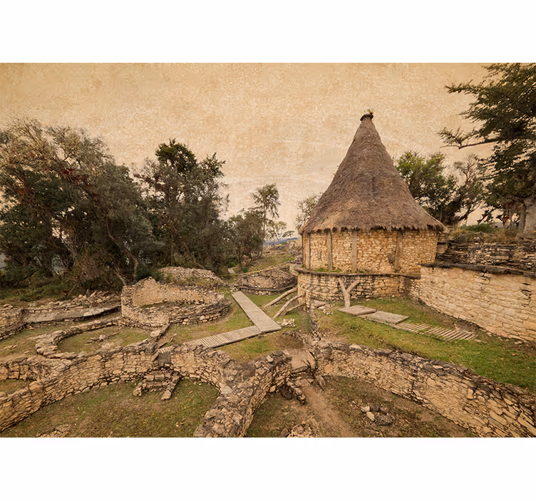 Tapisserie murale paysage structure ancienne - TenStickers