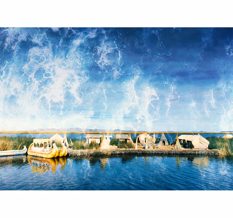 Tapisserie murale paysage vue paisible sur l'eau - TenStickers