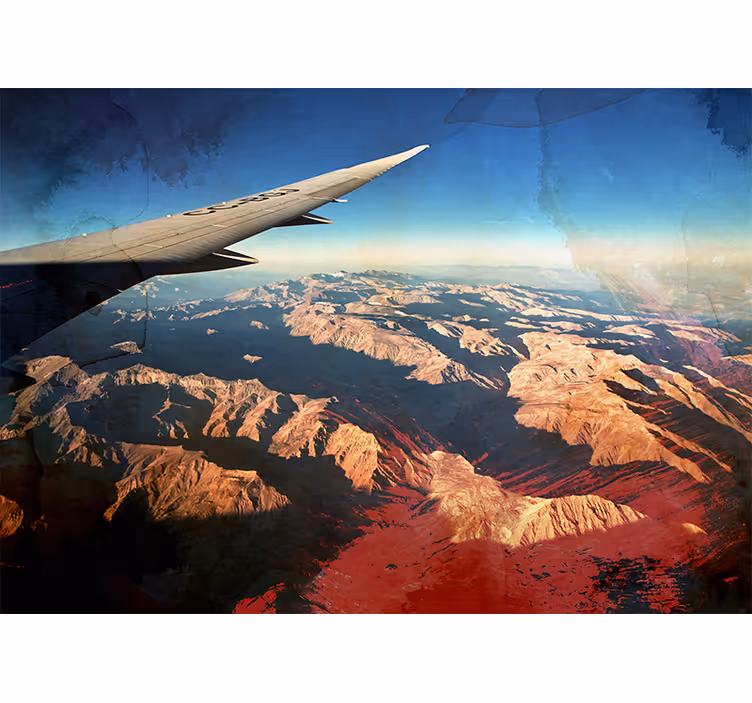 Tapisserie véhicules vue aérienne des montagnes - TenStickers