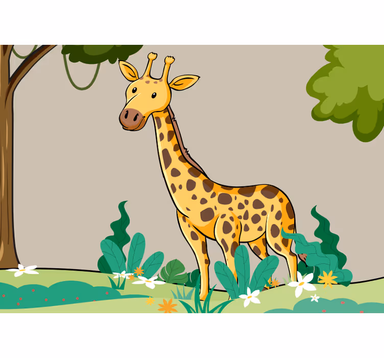 Tapisserie murale animaux scène de girafe ludique - TenStickers