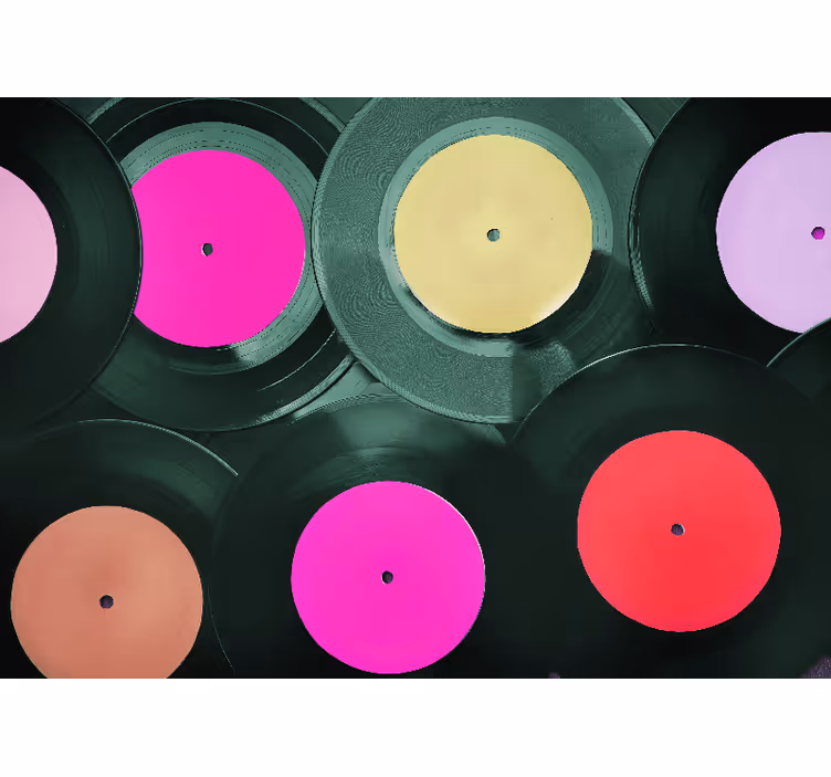 Tapisserie musique vinyles en cluster - TenStickers