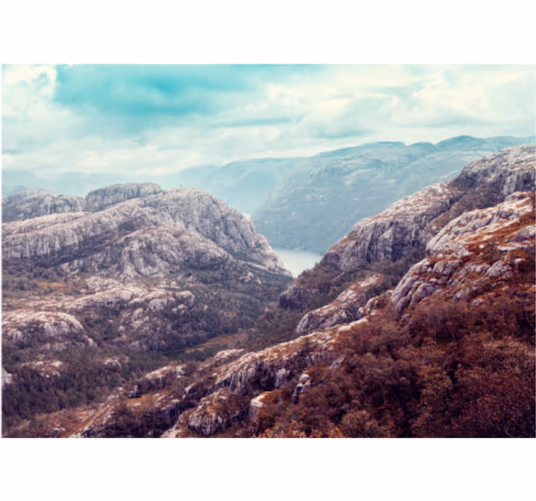 Papier peint nature Paysage norvégien montagnes rocheuses - TenStickers