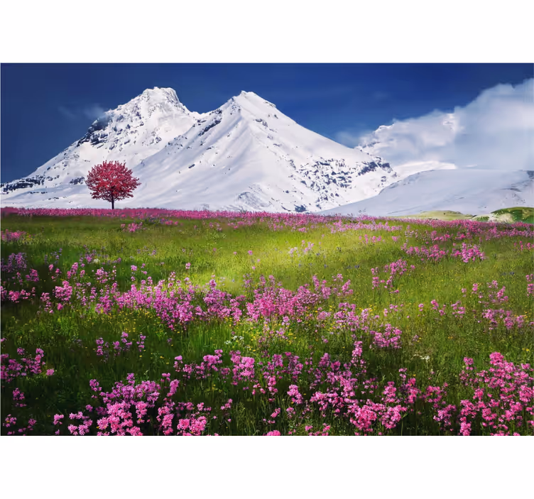 Papier peint nature Parterre de fleurs paysage norvégien - TenStickers