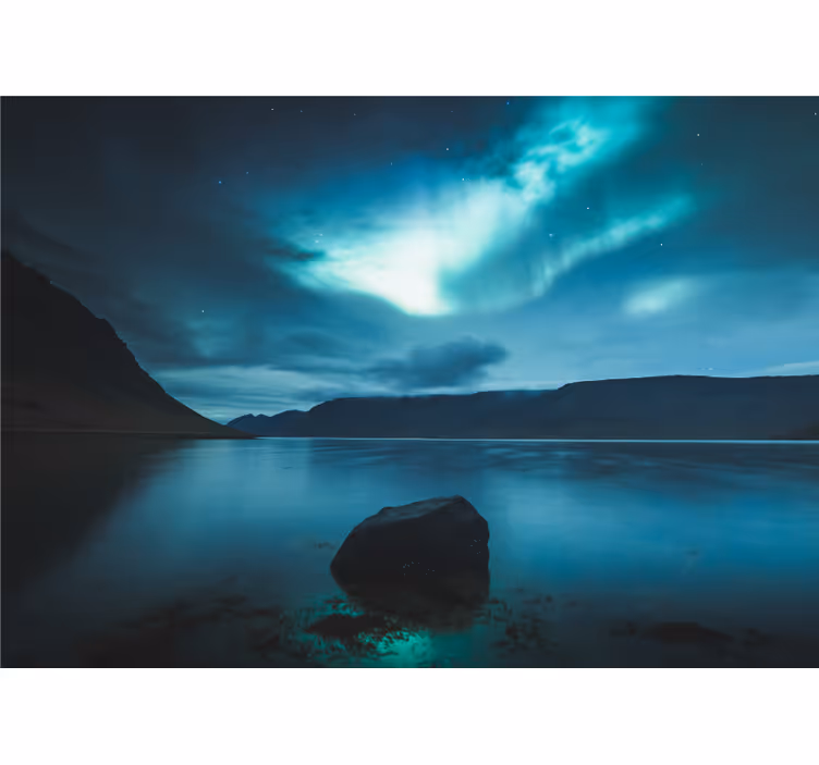 Tapisserie murale paysage aurore sur lac paisible - TenStickers
