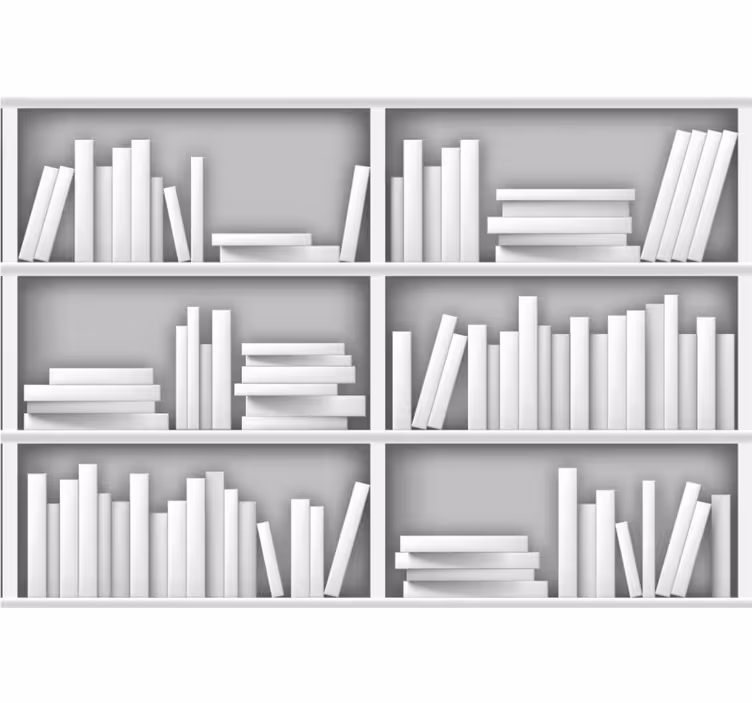 Papier peint moderne étagères de bibliothèque blanches - TenStickers
