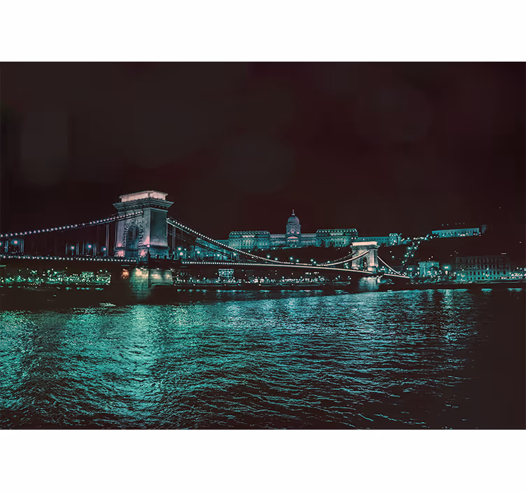 Tapisserie ville vue nocturne du pont des chaînes - TenStickers