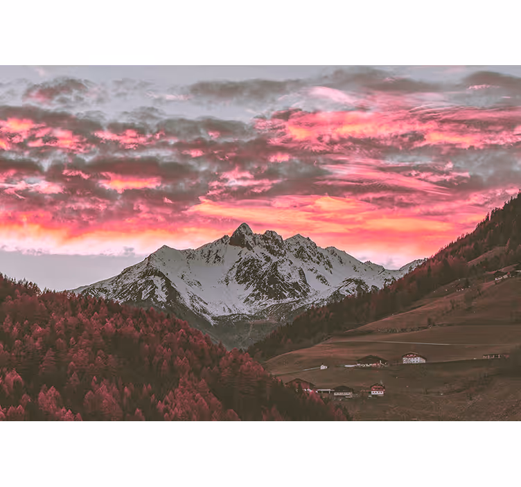 Tapisserie montagne coucher de soleil éblouissant - TenStickers