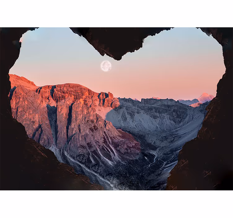 Tapisserie nature paysage montagne en forme de cœur - TenStickers