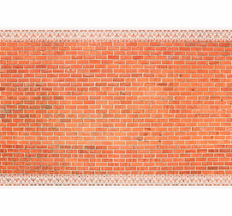 Papier peint brique Mur de briques nues avec décoration - TenStickers