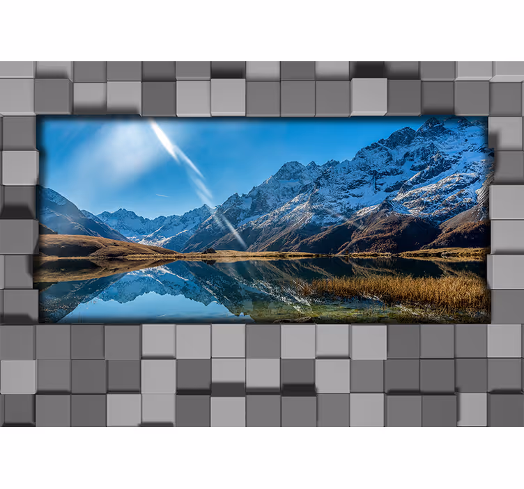 Tapisserie murale paysage miroir des montagnes majestueuses - TenStickers