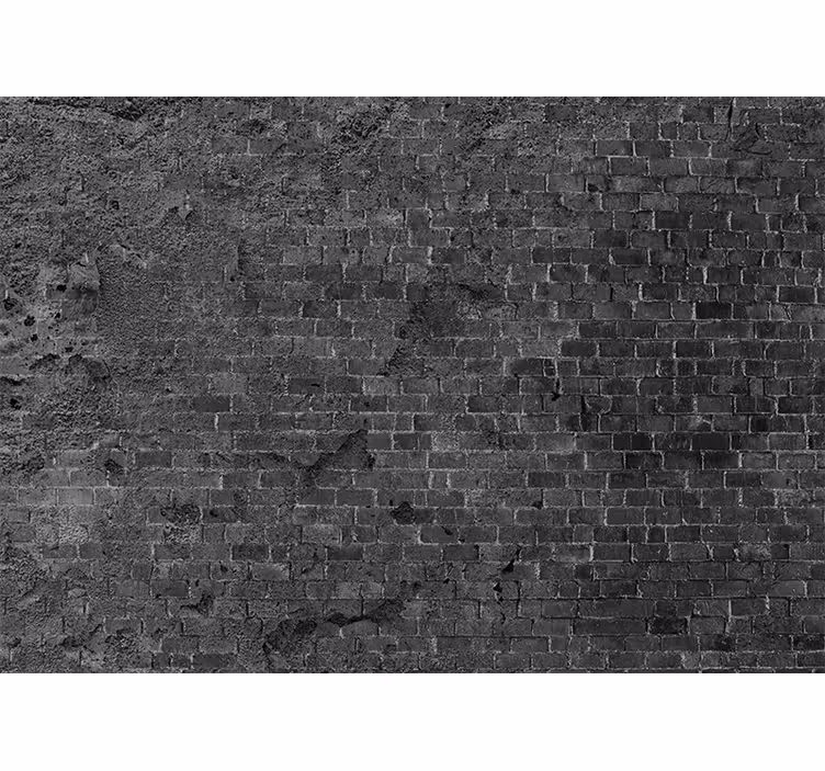 Papier peint brique Mur de briques endommagées sombres - TenStickers