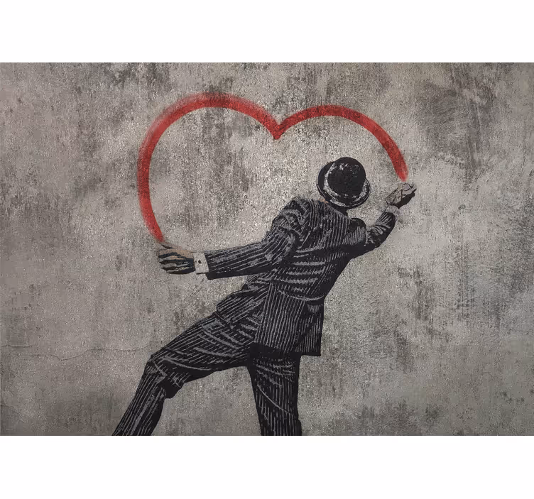 Papier peint mural art urbain Graffity coeur de banksy - TenStickers
