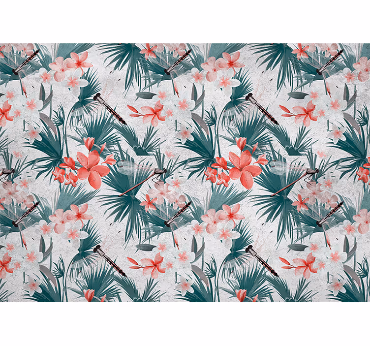 Tapisserie fleur design floral tropical - TenStickers